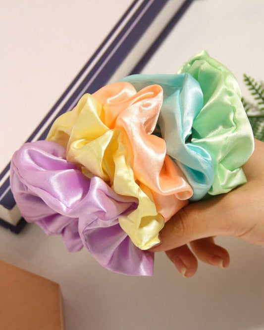 5pc Pastel Silk Scrunchie, Hair Tie/Band