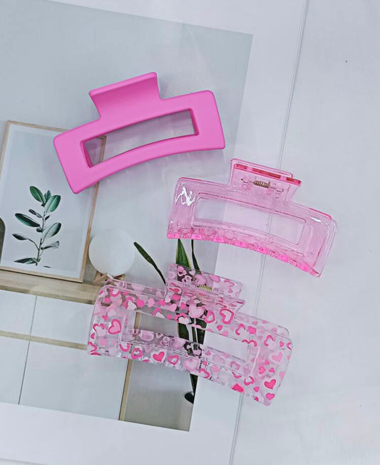 3pcs Colorful Pink Claw Clip's